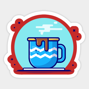 Hot Coffee on Plate Cartoon Vector Icon Illustration Sticker